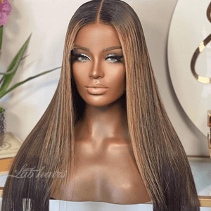 360 Top Swiss HD Lace Frontal Wig Straight Brown Hair with Blonde Highlight Apparel & Accessories > Clothing Accessories > Hair Accessories > Wigs > 13x6-lace-front-wig LABHAIRS® 