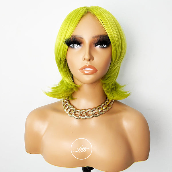Light Green Cosplay Synthetic Wig Straight Bob Wig With Bang Fashion 10inch |Labhairs Apparel & Accessories > Clothing Accessories > Hair Accessories > Wigs > Lace Front Bob Wig LABHAIRS? 