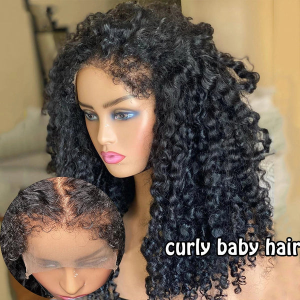 Labhairs New Curly Baby Hair|Water Wave |180% Density| 4x4 Transparent Lace Apparel & Accessories > Clothing Accessories > Hair Accessories > Wigs > Lace Front Bob Wig LABHAIRS? 