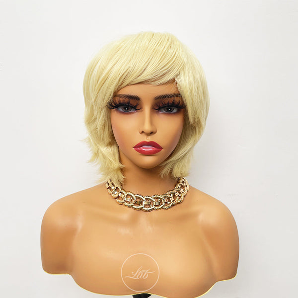 Cute Blonde Short Bob With Bang Synthetic Wig 8inch |Labhairs Apparel & Accessories > Clothing Accessories > Hair Accessories > Wigs > Lace Front Bob Wig LABHAIRS? 