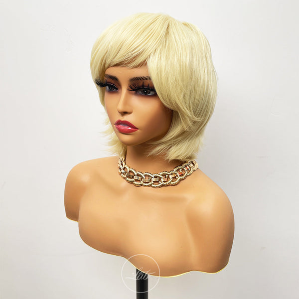 Cute Blonde Short Bob With Bang Synthetic Wig 8inch |Labhairs Apparel & Accessories > Clothing Accessories > Hair Accessories > Wigs > Lace Front Bob Wig LABHAIRS? 