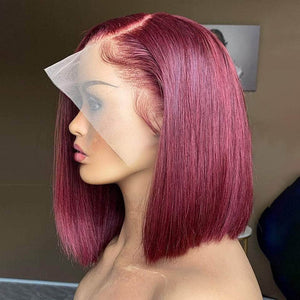 Burgundy Lace Front Human Hair Wigs Red Short Bob Wig Straight Brazilian Lace Wig Apparel & Accessories > Clothing Accessories > Hair Accessories > Wigs > Colorful Wig Colorful Wi LABHAIRS? 