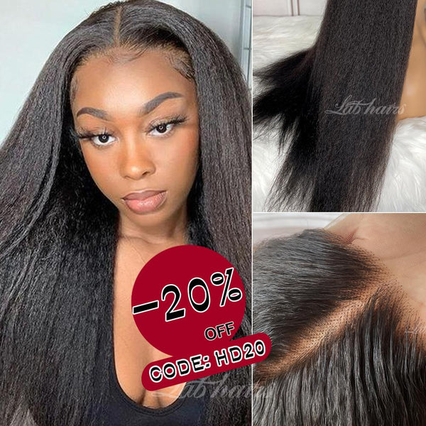 Top Swiss HD Lace Wigs Yaki Straight Lace Front Human Hair Wigs | Kinky Straight Apparel & Accessories > Clothing Accessories > Hair Accessories > Wigs > 5x5 Top Swiss HD Lace Closure Wig LABHAIRS? 