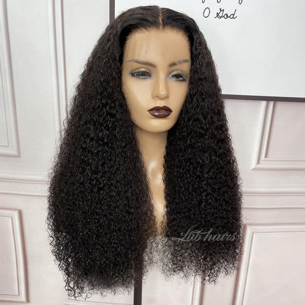 Diamond Fake Scalp 13X6 Human Hair Transparent Lace Front Wig | Deep Curly Lab Hairs 