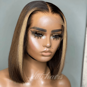 Highlight Honey Blonde Bob Wig Lace Front Human Hair Wigs | Straight Apparel & Accessories > Clothing Accessories > Hair Accessories > Wigs > Colorful Wig LABHAIRS® 