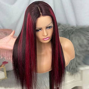 Only 1 Stock Straight Ombre Burgundy Highlight 360 Top Swiss HD Lace Human Hair Wig 1B/99J Colored | Loose Body Wave | Straight Apparel & Accessories > Clothing Accessories > Hair Accessories > Wigs > 13x6-lace-front-wig Lab LABHAIRS? 22inch 
