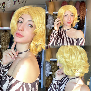 Short Bob With Bang Synthetic Hair Blonde Color 8inch |Labhairs Apparel & Accessories > Clothing Accessories > Hair Accessories > Wigs > Lace Front Bob Wig LABHAIRS? 