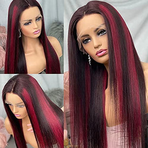 Only 1 Stock Straight Ombre Burgundy Highlight 360 Top Swiss HD Lace Human Hair Wig 1B/99J Colored | Loose Body Wave | Straight Apparel & Accessories > Clothing Accessories > Hair Accessories > Wigs > 13x6-lace-front-wig Lab LABHAIRS? 