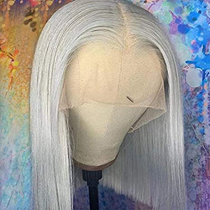 SLIVER GREY TRANSPARENT LACE 100% Human Hair BOB Wig (Glueless) LABHAIRS? 
