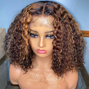 Top Swiss HD Lace Ombre Honey Blonde Bob Wig Lace Front Human Hair Wigs Apparel & Accessories > Clothing Accessories > Hair Accessories > Wigs > Colorful Wig LABHAIRS® 