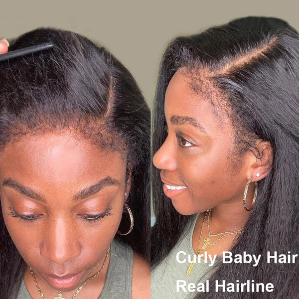 Labhairs New Curly Baby Hair| Kinky Straight|180% Density|13*6 Top Swiss HD Lace Apparel & Accessories > Clothing Accessories > Hair Accessories > Wigs > Lace Front Bob Wig LABHAIRS? 