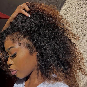 Ombre Bob 13*4 Top HD New Curly Baby Hair Kinky Curly Human Hair Wig Apparel & Accessories > Clothing Accessories > Hair Accessories > Wigs > Lace Front Bob Wig LABHAIRS® 