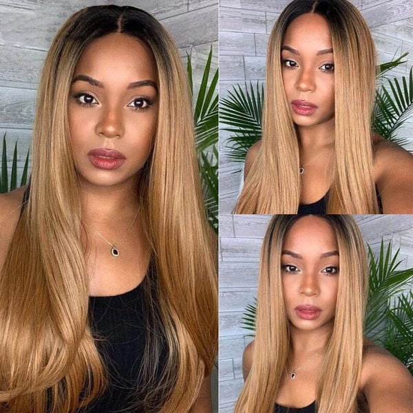 Ombre Honey Blonde | 4x4 Transparent Lace | Human Hair Straight Wig LABHAIRS® 