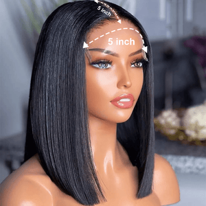 Silky Straight No Short Hair Top Swiss HD Lace Human Hair Bob Wig Apparel & Accessories > Clothing Accessories > Hair Accessories > Wigs > 5x5 Top Swiss HD Lace Closure Wig LABHAIRS® 