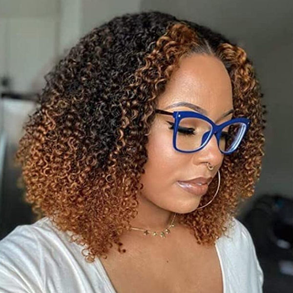 Labhairs Ombre Kinky Curly Bob 4x4 Transparent Lace Closure Wigs Human Hair LABHAIRS® 