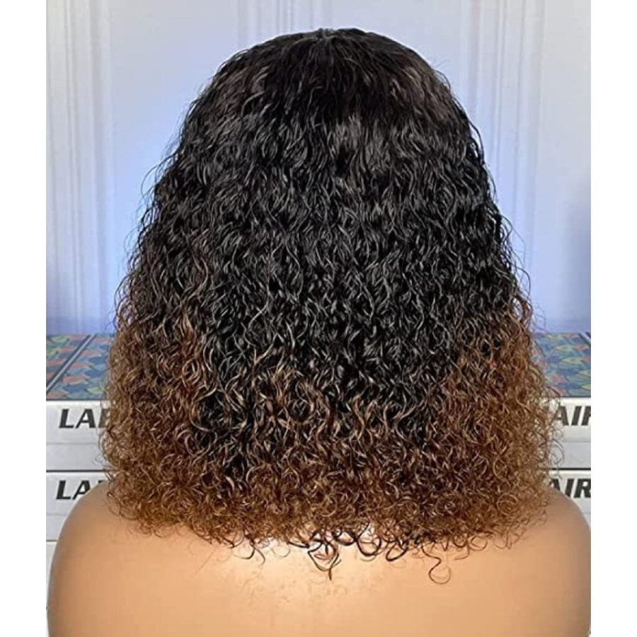 Ombre Kinky Curly Bob 4x4 Transparent Lace Closure Wigs Human Hair