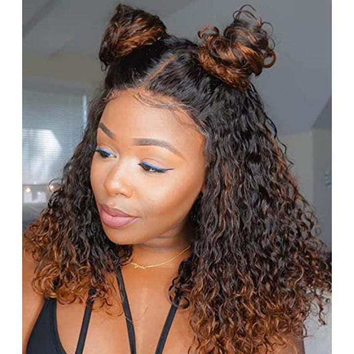 Ombre Kinky Curly Bob 4x4 Transparent Lace Closure Wigs Human Hair