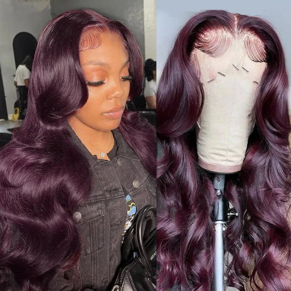 Dark 99J Color Transparent Lace Front Human Hair Lace Front Wig Apparel & Accessories > Clothing Accessories > Hair Accessories > Wigs > 13x6-lace-front-wig LABHAIRS® 