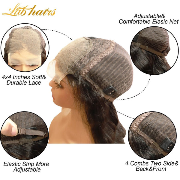 Labhairs New Curly Baby Hair|Water Wave |180% Density| 4x4 Transparent Lace Apparel & Accessories > Clothing Accessories > Hair Accessories > Wigs > Lace Front Bob Wig LABHAIRS® 