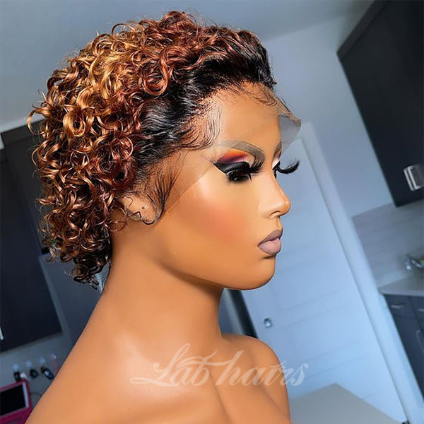 Ombre Blonde 13*4 Top Swiss HD Lace Deep Curly Bob Wig Labhairs Apparel & Accessories > Clothing Accessories > Hair Accessories > Wigs > Colorful Wig LABHAIRS® 