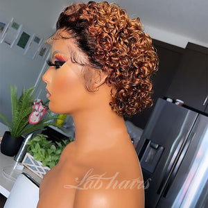 Ombre Blonde 13*4 Top Swiss HD Lace Deep Curly Bob Wig Labhairs Apparel & Accessories > Clothing Accessories > Hair Accessories > Wigs > Colorful Wig LABHAIRS® 