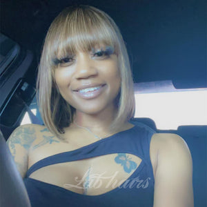 Ombre Highlight Colorful Straight Bob With Bang Human Hair Wig Apparel & Accessories > Clothing Accessories > Hair Accessories > Wigs > Lace Front Bob Wig LABHAIRS® 