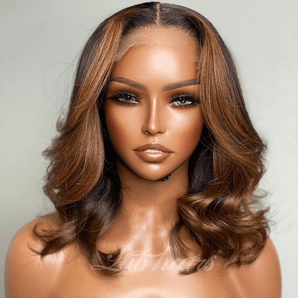 Body Wave Honey Brown Bob Wig Lace Front Human Hair Wigs Top Swiss HD Lace Apparel & Accessories > Clothing Accessories > Hair Accessories > Wigs > Colorful Wig LABHAIRS® 