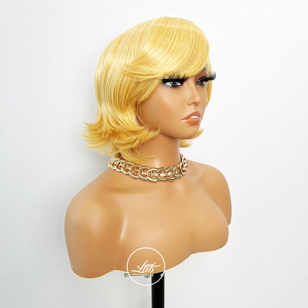 Short Bob With Bang Synthetic Hair Blonde Color 8inch |Labhairs Apparel & Accessories > Clothing Accessories > Hair Accessories > Wigs > Lace Front Bob Wig LABHAIRS? 