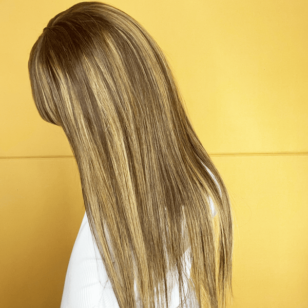 Ombre Highlight With Bangs |180% Density | No Glue Needed LABHAIRS® 