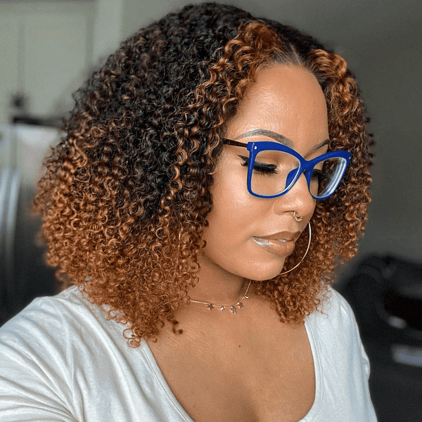 Ombre Kinky Curly 4x4 Transparent Lace 180% Density Bob LABHAIRS® 