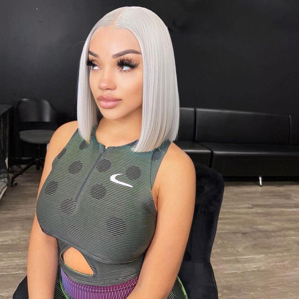 Grey BOB | 13x4 Lace Front | Transparent Lace | 180% Density Apparel & Accessories > Clothing Accessories > Hair Accessories > Wigs > Colorful Wig Colorful Wi LABHAIRS® 