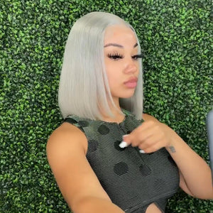 Grey BOB | 13x4 Lace Front | Transparent Lace | 180% Density Apparel & Accessories > Clothing Accessories > Hair Accessories > Wigs > Colorful Wig Colorful Wi LABHAIRS® 