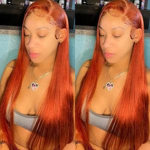 Labhairs Ginger Orange | Transparent Lace| 13x4 Lace Front | 180% Density Apparel & Accessories > Clothing Accessories > Hair Accessories > Wigs > Lace Front Bob Wig LABHAIRS? 