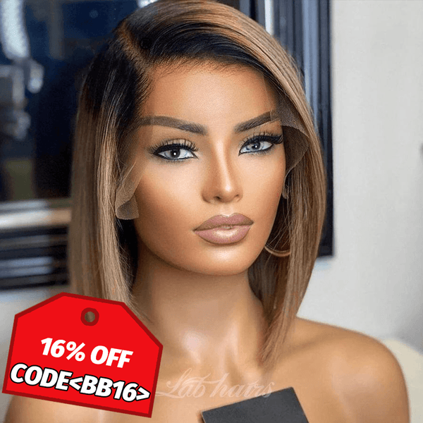 Ombre 13*4 Undetectable Top Swiss HD Lace Front Human Hair Free Part Wig Bob Ombre Ash Blonde Wig Apparel & Accessories > Clothing Accessories > Hair Accessories > Wigs > Colorful Wig LABHAIRS® 