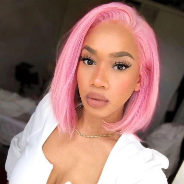 Straight Bob Pink Color Wig With Bang Fashion Synthetic Wig 10inch |Labhairs Apparel & Accessories > Clothing Accessories > Hair Accessories > Wigs > Lace Front Bob Wig LABHAIRS? 