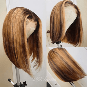 50% OFF 13X4 Transparent Lace Ombre Highlight Middle Part Lace Front Bob Wig | Straight Apparel & Accessories > Clothing Accessories > Hair Accessories > Wigs > Colorful Wig LABHAIRS® 
