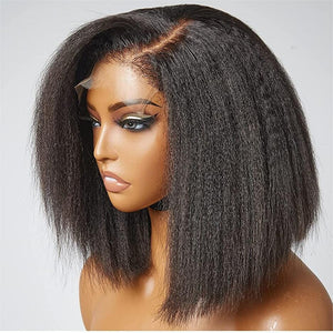 Top HD Lace New Curly Baby Hair Kinky Straight Bob Human Hair Wig Apparel & Accessories > Clothing Accessories > Hair Accessories > Wigs > Lace Front Bob Wig LABHAIRS® 