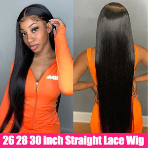 Long Wig 250% Density 13*6 Lace Front Human Hair Wigs Lab Hairs Straight 13*6 Transparent Lace 26inch