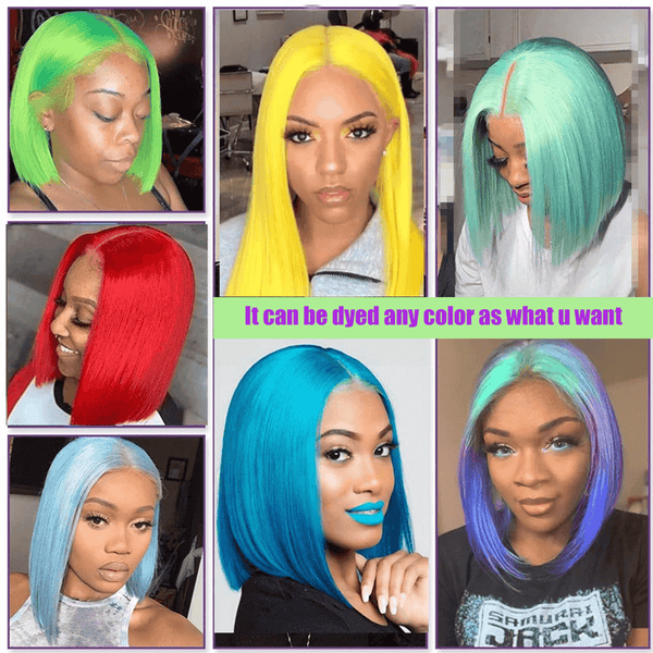 Kerwin|Blonde Colorful Wig Human Hair 13*4 Transparent Lace Front Bob Wig | Straight Apparel & Accessories > Clothing Accessories > Hair Accessories > Wigs > Colorful Wig LABHAIRS® 