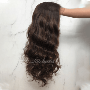 Top Swiss HD Lace Front Ombre Wavy Brown Hair with Blonde Highlights Wigs Apparel & Accessories > Clothing Accessories > Hair Accessories > Wigs > 13x6-lace-front-wig LABHAIRS® 