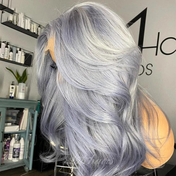 TRANSPARENT LACE sliver grey 13*4 lace front Wig (Could Be Styled) حLabhairs? Apparel & Accessories > Clothing Accessories > Hair Accessories > Wigs > Colorful Wig LABHAIRS? 