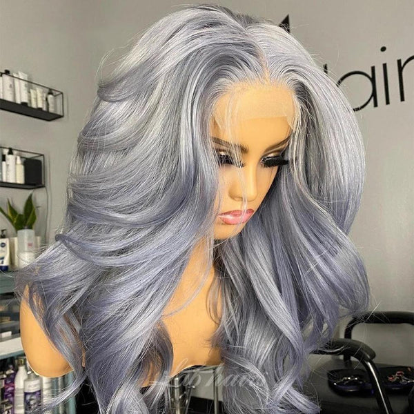 TRANSPARENT LACE sliver grey 13*4 lace front Wig (Could Be Styled) حLabhairs? Apparel & Accessories > Clothing Accessories > Hair Accessories > Wigs > Colorful Wig LABHAIRS? Wavy 14inch 