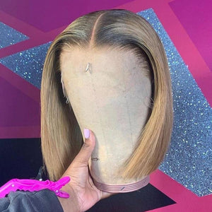 Ombre Colorful Wig Free Part Human Hair Short Bob Wig | Straight Apparel & Accessories > Clothing Accessories > Hair Accessories > Wigs > Colorful Wig LABHAIRS? 