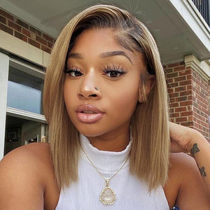Ombre Colorful Wig Free Part Human Hair Short Bob Wig | Straight Apparel & Accessories > Clothing Accessories > Hair Accessories > Wigs > Colorful Wig LABHAIRS? 