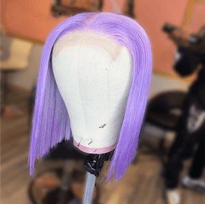Glueless Preplucked Short Straight Bob Light Purple Human Hair Lace Front Wigs Apparel & Accessories > Clothing Accessories > Hair Accessories > Wigs > Colorful Wig Colorful Wi LABHAIRS? 