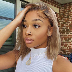 Ombre Colorful Wig Free Part Human Hair Short Bob Wig | Straight Apparel & Accessories > Clothing Accessories > Hair Accessories > Wigs > Colorful Wig LABHAIRS? 