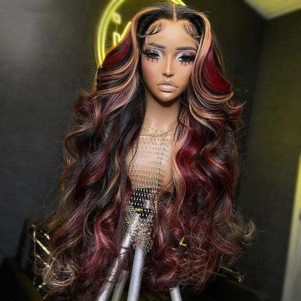Ombre Highlight 99J Color Lace Frontal Loose Deep Wave Wig Apparel & Accessories > Clothing Accessories > Hair Accessories > Wigs > 13x6-lace-front-wig LABHAIRS® 