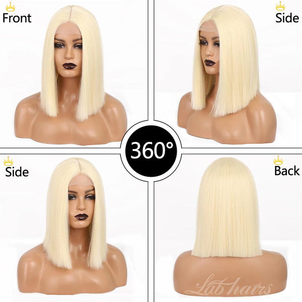 Blonde Colorful Wig Human Hair 13*4 Lace Front Bob Wig | Straight Apparel & Accessories > Clothing Accessories > Hair Accessories > Wigs > Colorful Wig LABHAIRS? 