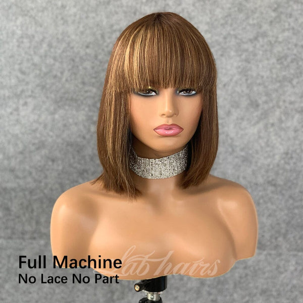 Ombre Luxury Vortex Style Straight Bob With Bang|Labhairs Apparel & Accessories > Clothing Accessories > Hair Accessories > Wigs > Lace Front Bob Wig LABHAIRS® 