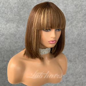 Ombre Luxury Vortex Style Straight Bob With Bang|Labhairs Apparel & Accessories > Clothing Accessories > Hair Accessories > Wigs > Lace Front Bob Wig LABHAIRS® 